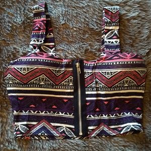 Pink and black swim suit top